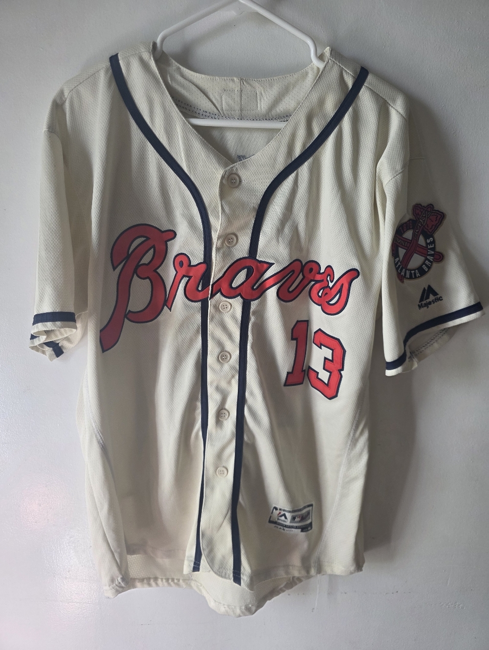 Atlanta Braves Ronald Acuña Jr #13 Majestic Authentic Flex Base Jersey Sz 44 L M
